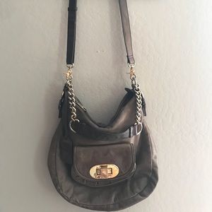 Badgley Mischka Brown Leather Shoulder Bag